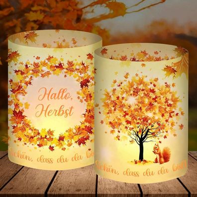Luckeey 12er Set Windlicht Tischdeko Herbst, Herbstdeko Innen Modern