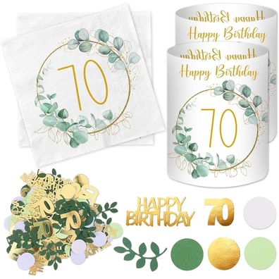 Luckeey 20 Servietten, 12 Windlichter & 100 Konfetti für 70. Geburtstag Deko