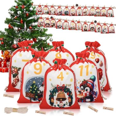 Teokantz Adventskalender zum Befüllen Groß 2025, 18x13cm, Säckchen aus Stoff