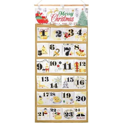 HOWAF Adventskalender zum Befüllen, Stoff, 128 x 58 cm, Wiederverwendbar mit 24