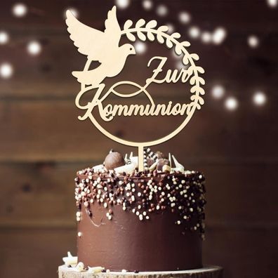 Luckeey Tortendeko Kommunion aus Holz, Cake Topper für Erstkommunion, Junge