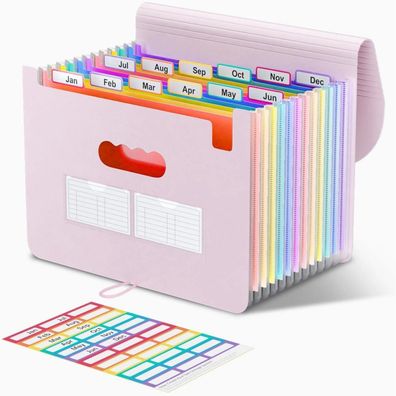ThinkTex Dokumentenmappe A4 mit 12 Fächern, Organizer mit Gummizug und