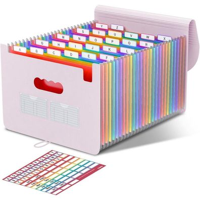 ThinkTex 26 Fächer Dokumentenmappe A4, Ordner mit Gummizug und Verschlußknopf