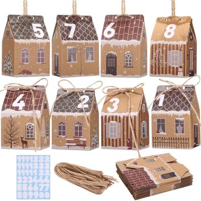 Adventskalender zum Befüllen: 24 DIY-Häuser-Schachteln zum Basteln, Aufhängen