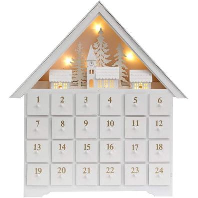 Pioneer-effort Holz Adventskalender mit 24 Schubladen und LED-Lichtern, 45,7 cm