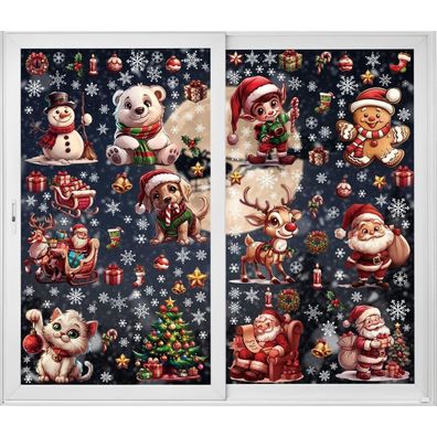 171 Stück Weihnachtsfensteraufkleber, 12 Bögen, für Zuhause, Büro, Schule, Party