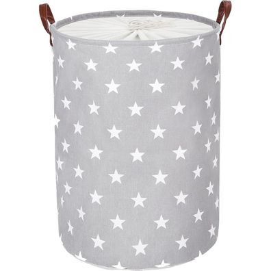 Dokehom Faltbarer Wäschekorb aus Baumwolle, 24 Zoll, Grau Star (XL)