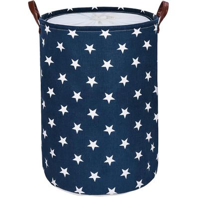 Dokehom Wäschekorb XL, 24 Zoll, faltbar, rund, Blau Star