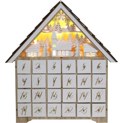Pioneer-Effort Weihnachts-Adventskalenderhaus aus Holz mit 24 Schubladen und