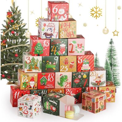 Hianjoo 24 Adventskalender zum Befüllen, Geschenkboxen Weihnachten Klein zum