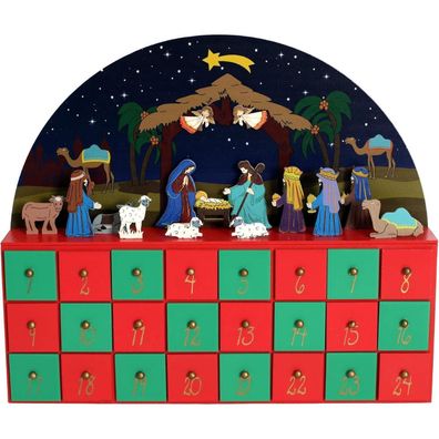PE Holz Adventskalender Box Krippe Tischdekoration Countdown Urlaub Geschenke
