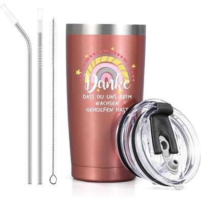 Livole Erzieherin Geschenk Tasse 600ml Kaffeebecher to go Roségold