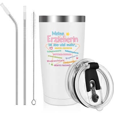 Livole Erzieherin Thermobecher 600ml Weiß - Geschenk für Erzieherin & Lehrerin