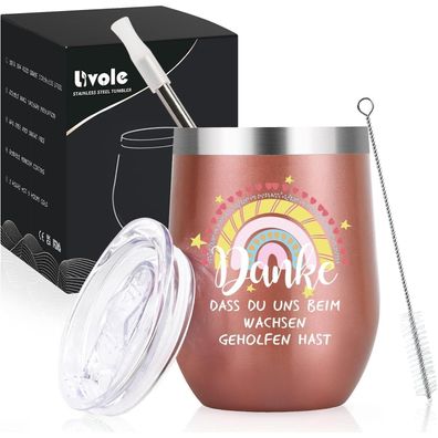 Livole Thermo Kaffeebecher to go 350ml Roségold - Abschiedsgeschenk Erzieherin
