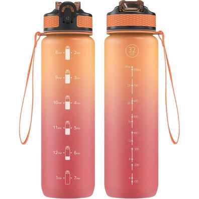 NAVTUE 1L Trinkflasche mit Strohhalm, auslaufsicher, Tritan, BPA-frei, für