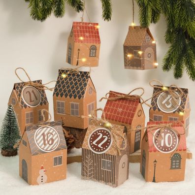 RUBY Adventskalender zum Befüllen, 24 kleine Geschenkboxen mit Zahlenaufkleber