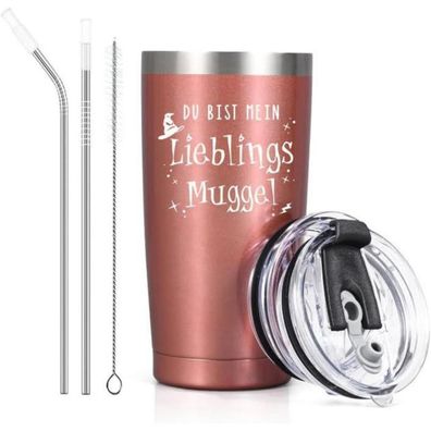 Livole Isolierter Camping Becher 20oz (600ml) - Roségold - Geschenk für Frauen