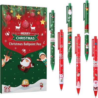 Kesote Kugelschreiber Weihnachten 24er Set für Adventskalender Kinder, 6 Motive