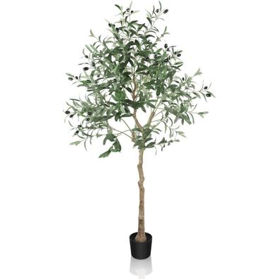 YOLEO Kunstpflanze Olivenbaum 150cm, künstlicher Baum für Innenräume, Balkon