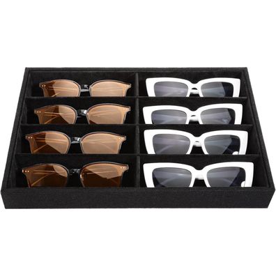 Emibele Brillen- und Schmuckaufbewahrungsbox Organizer, 8 Fächer, Samt