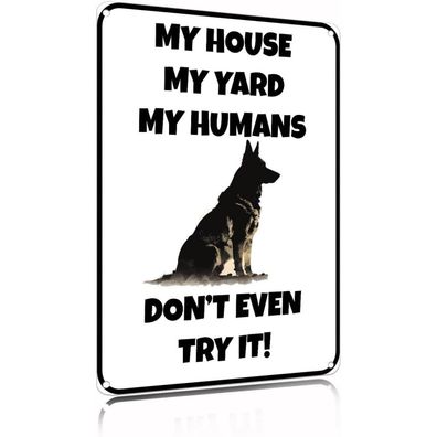 My House My Humans German Shepherd Vintage Metallschild Dekorative Wandkunst