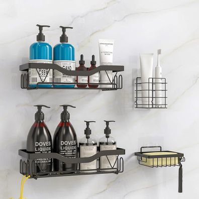 UUlioyer Duschablage ohne Bohren, wasserdicht & rostfrei - 4er Set für Bad und