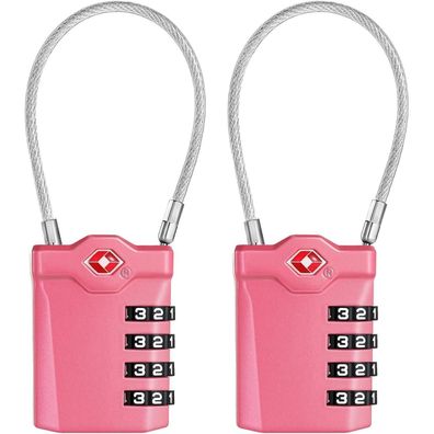 ZHEGE TSA Kofferschloss 4-stellig mit Öffnungsalarm, flexibles Kabel, robust, 2