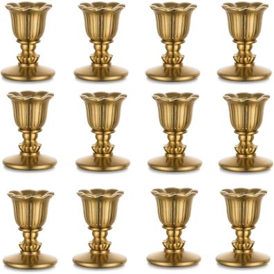Romadedi 12er Set Vintage Kerzenständer aus Messing - Kleine Stabkerzenhalter