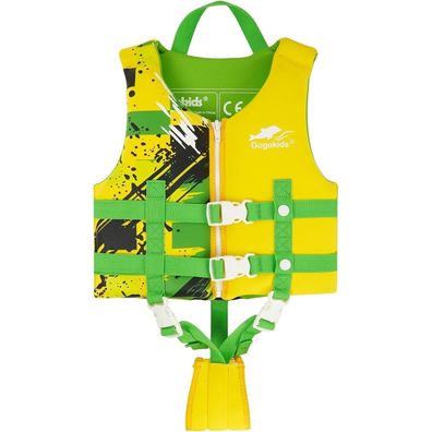 Gogokids Kinder Schwimmweste Gelb Graffiti (M, 3-6 Jahre, 15-35kg) für