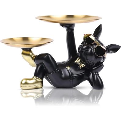 XYQXYQ Multifunktionale Bulldoggen-Statue Harz Hundebutler Dekoration mit