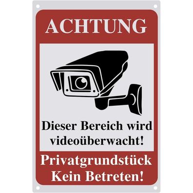 Yiruhe Videoüberwachungsschild Privatgrundstück Kein Betreten 20x30cm