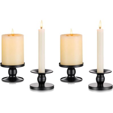 Romadedi Kerzenständer 4er Set Schwarz Metall - Stabkerzen & Stumpenkerzen