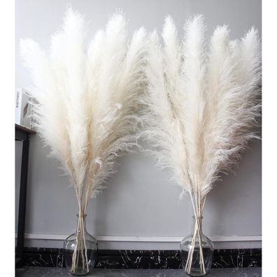 10 Stück künstliche Pampasgräser, 115cm, beige, groß, Deko für Wohnzimmer