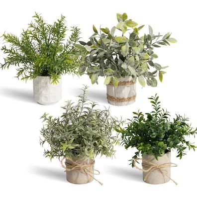 Yvonneyi 4 Stück Künstliche Pflanzen Klein für Home Decoration, Kunstpflanze