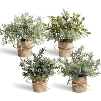 Yvonneyi 4 Stück Künstliche Pflanzen Klein für Home Decoration, Kunstpflanze