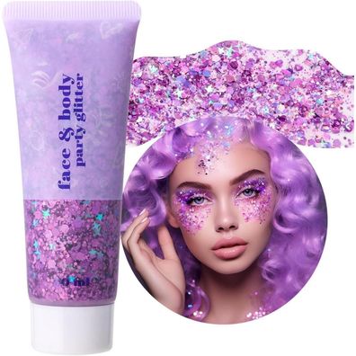 Prreal Body Glitter Gel Deep Purple - Holografisches Chunky Glitzer Gel für