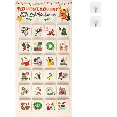 Grünara Adventskalender aus Stoff zum Befüllen, 24 wiederverwendbare