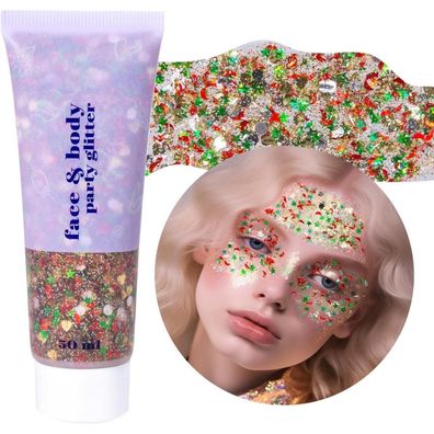 Prreal Körper-Glitter-Gel 50ml - Holografisches Laserpuder für Gesicht, Haare