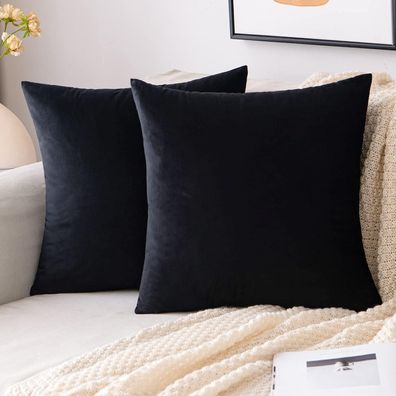 EMEMA Samt Kissenbezug 2er Set, Dekokissen Hülle für Sofa, Schlafzimmer, 45x45