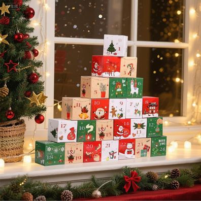 Kesote Adventskalender zum Befüllen für Kinder, 24 Schachteln aus Pappe für