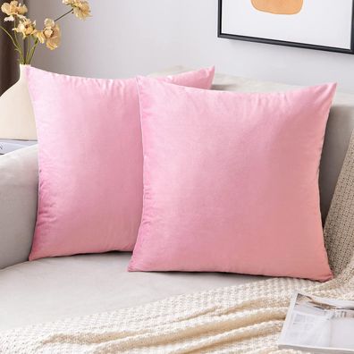 EMEMA Samt Kissenbezug 45x45 cm Sakura Rosa Dekokissen für Sofa, Schlafzimmer
