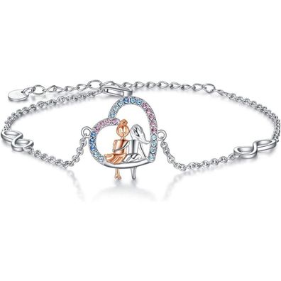 VONALA 925 Sterling Silber Schwester Herz Armband mit Kristall