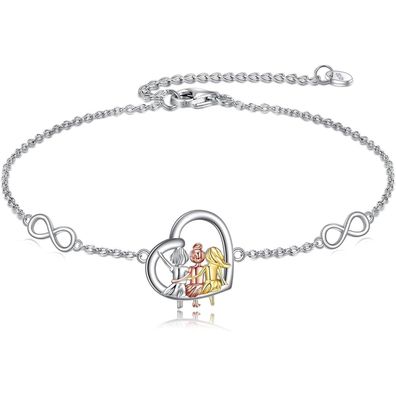 VONALA 925 Sterling Silber Schwester Herz Armband mit Unendlichkeitszeichen