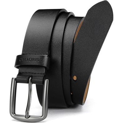 Chaoren Ledergürtel Herren Schwarz 35mm für Jeans - Weicheres Leder, Bundweite