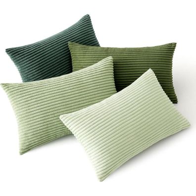 MIULEE Kordsamt Kissenbezüge 40x60cm, 4 Stück, Forest Green Series, Dekokissen