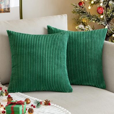 MIULEE 2er Set Weihnachtliche Kissenbezüge aus Kord, Dekorativ, Versteckter