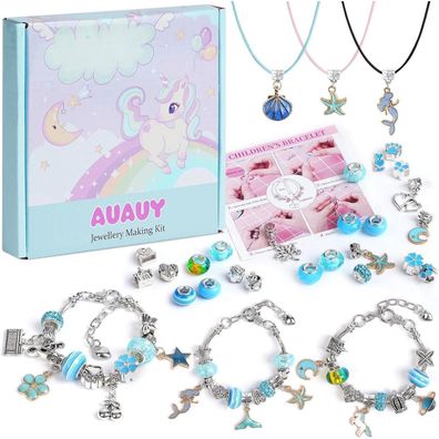 AUAUY Schmuck Bastelset für Mädchen ab 6 Jahre - Armbänder selber machen