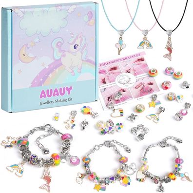 AUAUY Schmuck Bastelset für Mädchen ab 6 Jahre - Armbänder selber machen