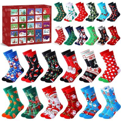 FONDUO Adventskalender 2025 Socken für Damen und Herren, 24 Paar