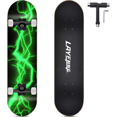 Layenne Skateboard 31 Zoll Komplettboard, 7 Lagen Ahorn Deck, ABEC-11 Lager
